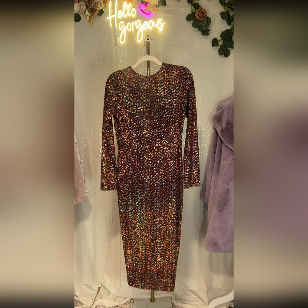 Size L Codigo Multicolored Sequined Midi Length Dress - Picture 5 of 7